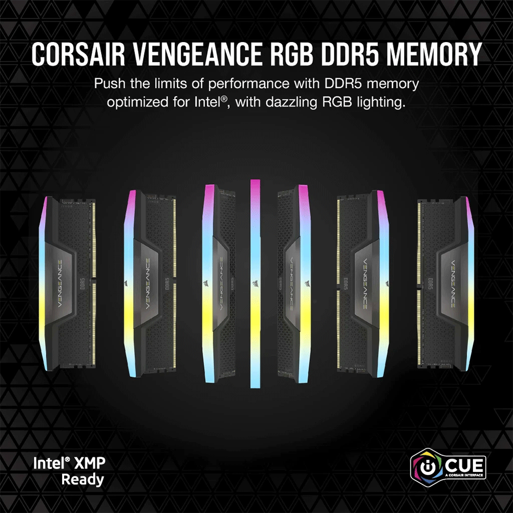 Corsair VENGEANCE RGB 64GB (2x32GB) DDR5 DRAM 5200MHz C40 Memory Kit