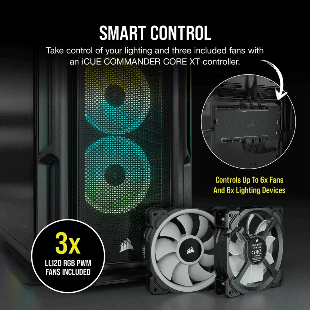 Corsair iCUE 5000T RGB Tempered Glass Mid-Tower ATX PC Case — Black