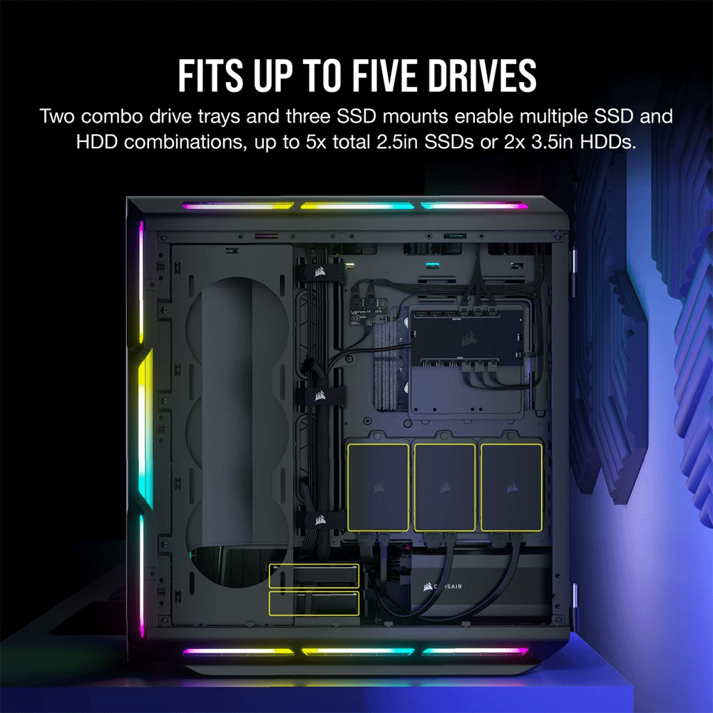 Corsair iCUE 5000T RGB Tempered Glass Mid-Tower ATX PC Case — Black