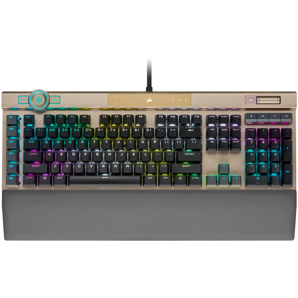 CORSAIR K100 RGB gaming keyboard with programmable control wheel