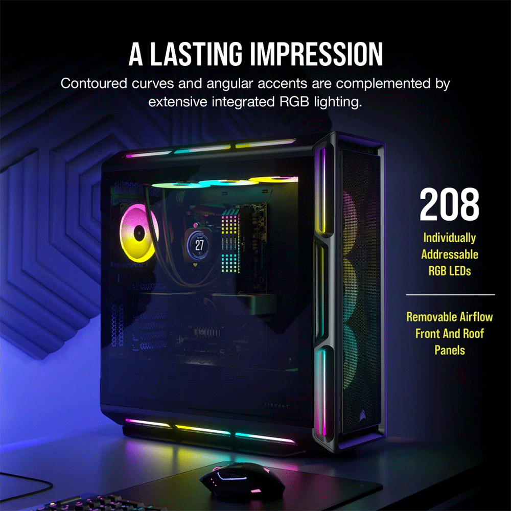 Corsair iCUE 5000T RGB Tempered Glass Mid-Tower ATX PC Case — Black