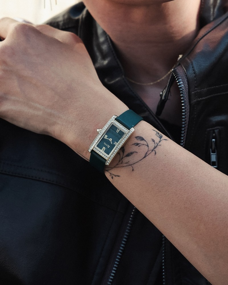Women's black leather watch from Al-Fay