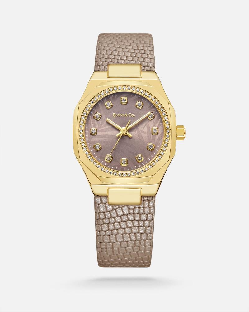 Women's watch with purple leather