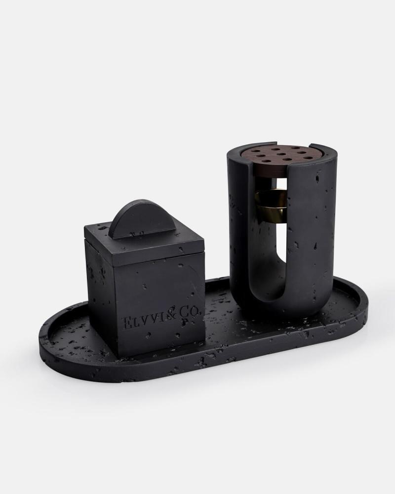 A Bakhoor Set with Incense Holder Choose Color:(Incense burner and incense box set in dark brown color)