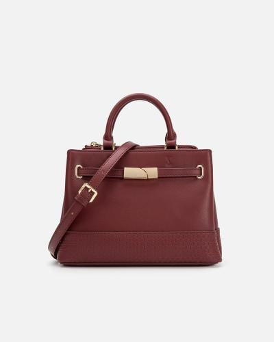 Classic women's handbag in burgundy