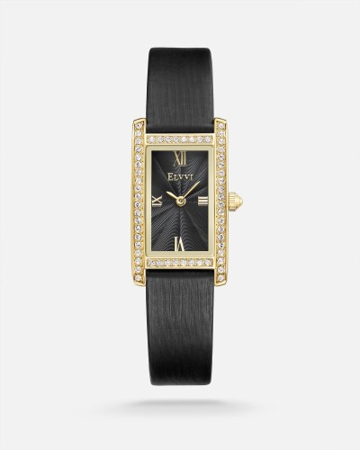 Women's black leather watch from Al-Fay