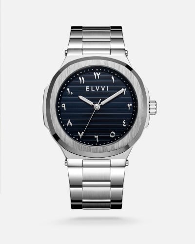 ساعة رجالية إلڤي ستيل باللون الفضي