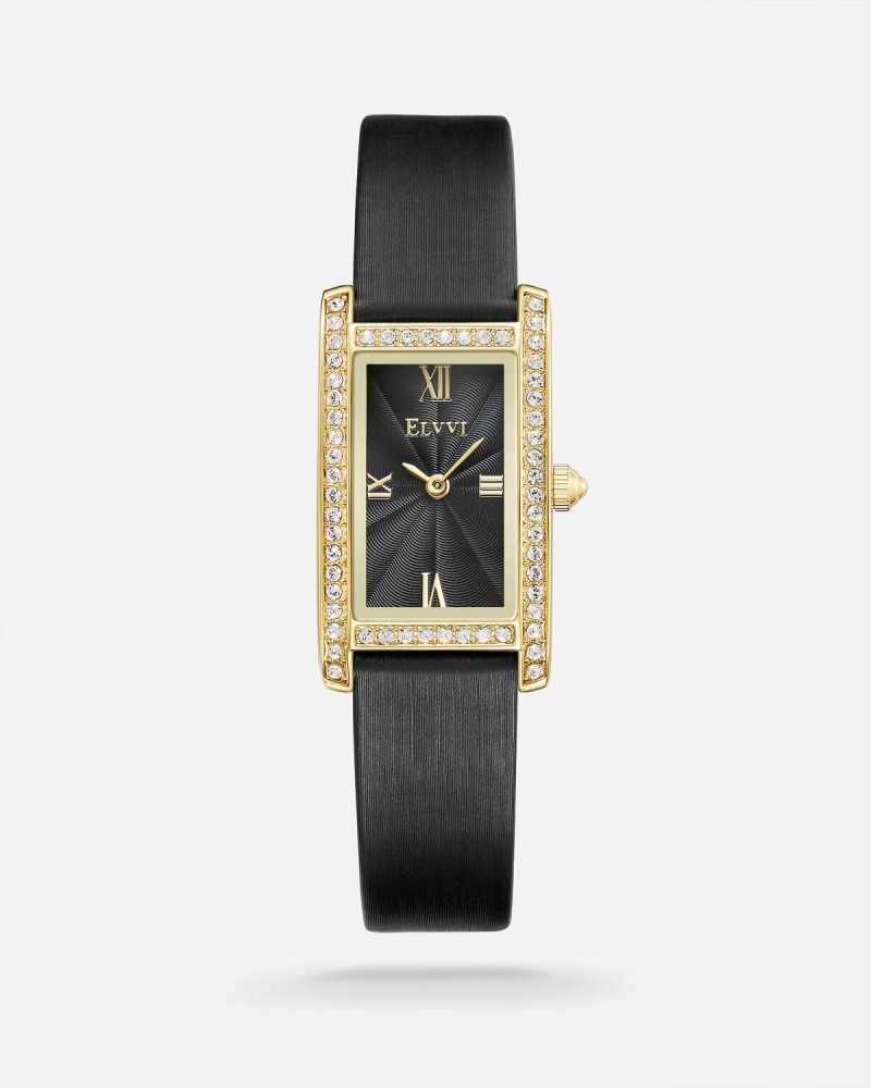 Women's black leather watch from Al-Fay