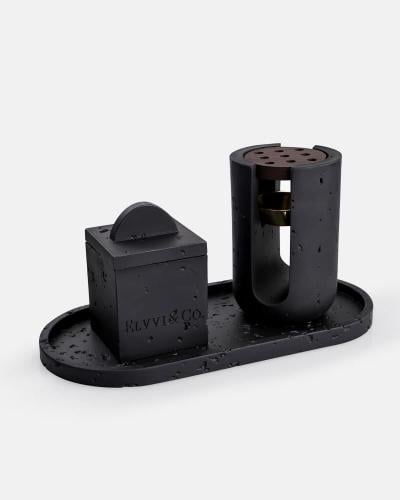 A Bakhoor Set with Incense Holder Choose Color:(Incense burner and incense holder set in black color)