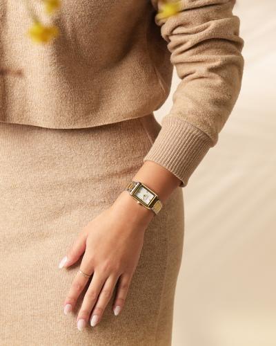 Women's watch with a gold and silver steel strap