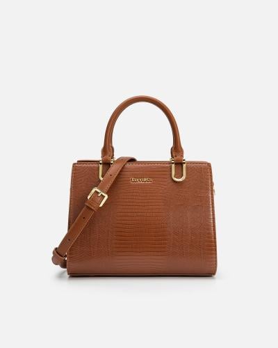 Classic women's leather handbag in brown