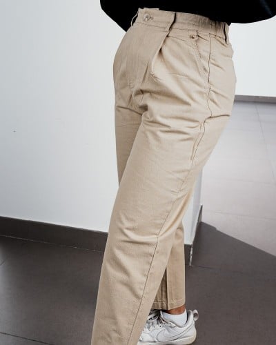 Women's trousers with a stylish design in beige Choose Size:(L)
