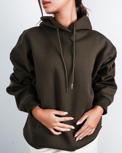 Women's hoodie with a unique design in brown
