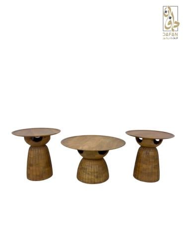 طقم طاولات 1+2 خشب هندي طبيعي