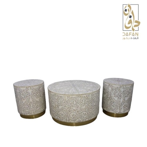 طقم طاولات هندى لون ابيض