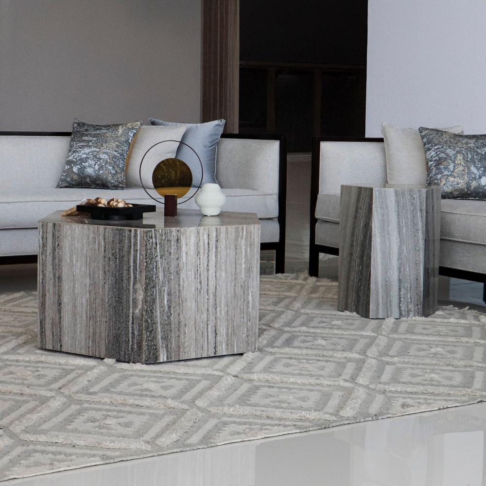 طقم طاولات رخام طبيعي 1+2