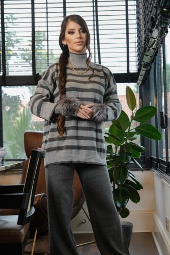 طقم الصوف المهاوي رمادى