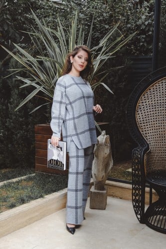 طقم الصوف الريمي رمادى