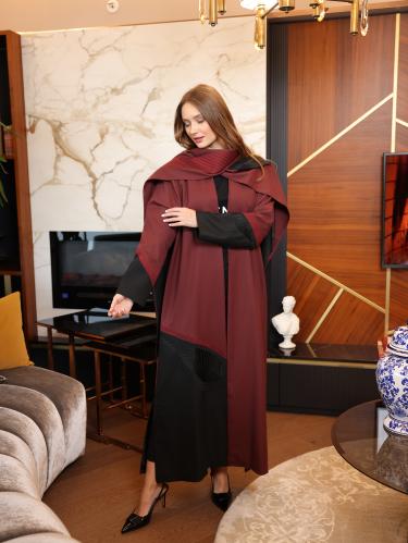 عبايه السكارف العنابي