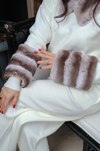 اكمام فرو ال(Rex) الطبيعي بني * ابيض