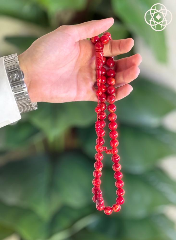 مسباح احمر بكلايت  بتمويج أصفر من متجر رسمى للسبح