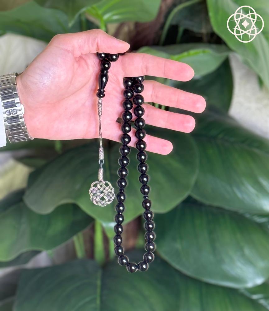 مسباح بكلايت كحلي غامق طربزونة فضة