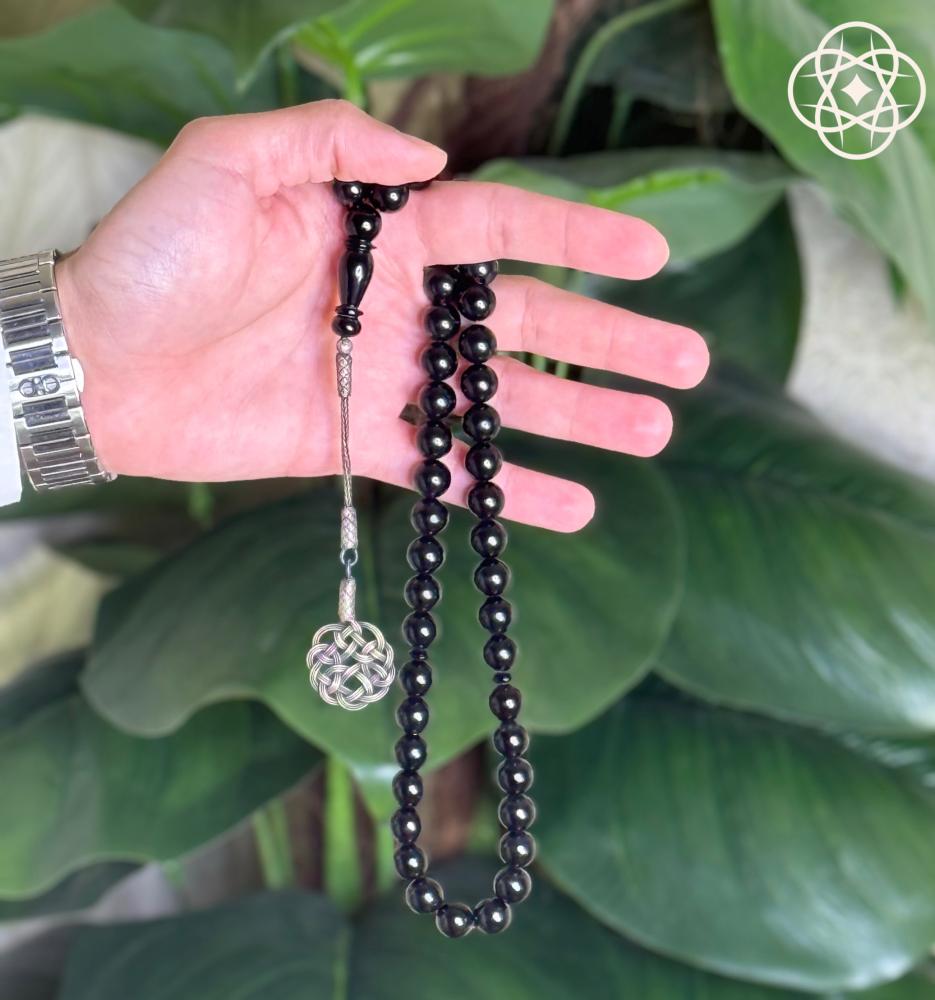 مسباح بكلايت أسود طربزونة فضة