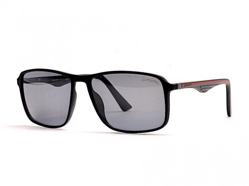 نظارة لومير شمسية للرجال - شكل مستطيل - لون أسود - زكي