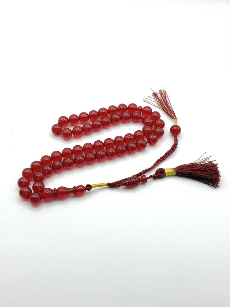 سبحة بكلايت أخمر شفاف كركوشة