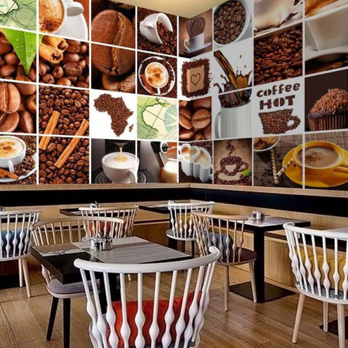 ورق جدران تصميم قهوة للكافيهات