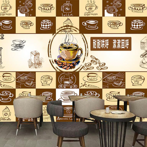 ورق جدران تصميم قهوة للكافيهات
