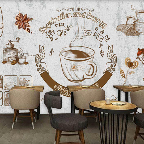ورق جدران تصميم قهوة للكافيهات