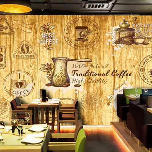 ورق جدران تصميم قهوة للكافيهات