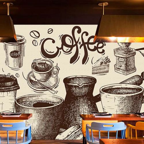 ورق جدران تصميم قهوة للكافيهات