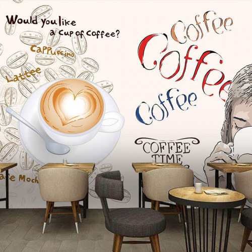 ورق جدران تصميم قهوة للكافيهات