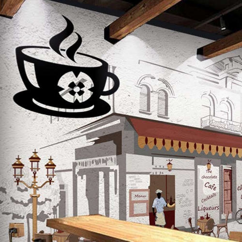 ورق جدران تصميم قهوة للكافيهات