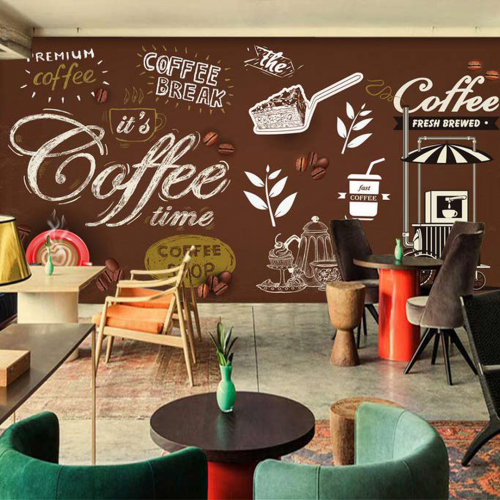 ورق جدران تصميم قهوة للكافيهات