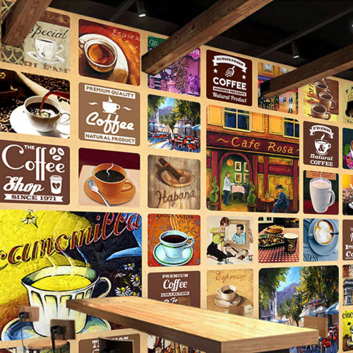 ورق جدران تصميم قهوة للكافيهات