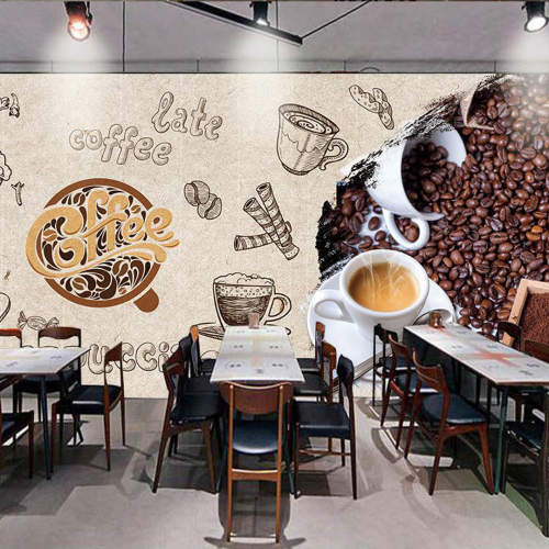 ورق جدران تصميم قهوة للكافيهات