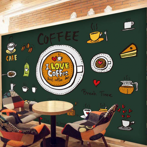 ورق جدران تصميم قهوة للكافيهات