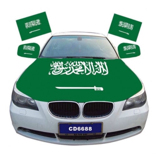 علم السعودية على كبوت السيارة 5 قطع ( 1 كبوت - 2 م...