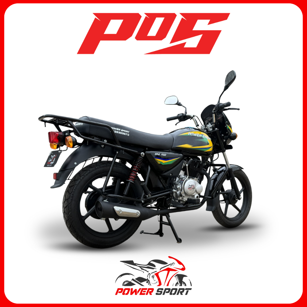 دراجة نارية بوكسر باورسبورت BM150cc 2025 لون أسود مع أصفر BOXER