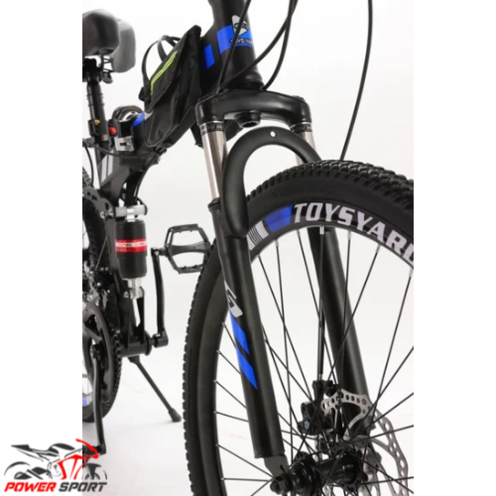 سيكل هوائي قابل للطي هجين لون ازرق بأسود