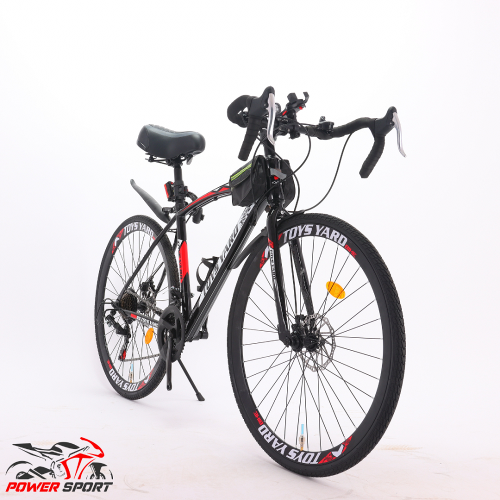 Road sport bike for flat roads, red and black
