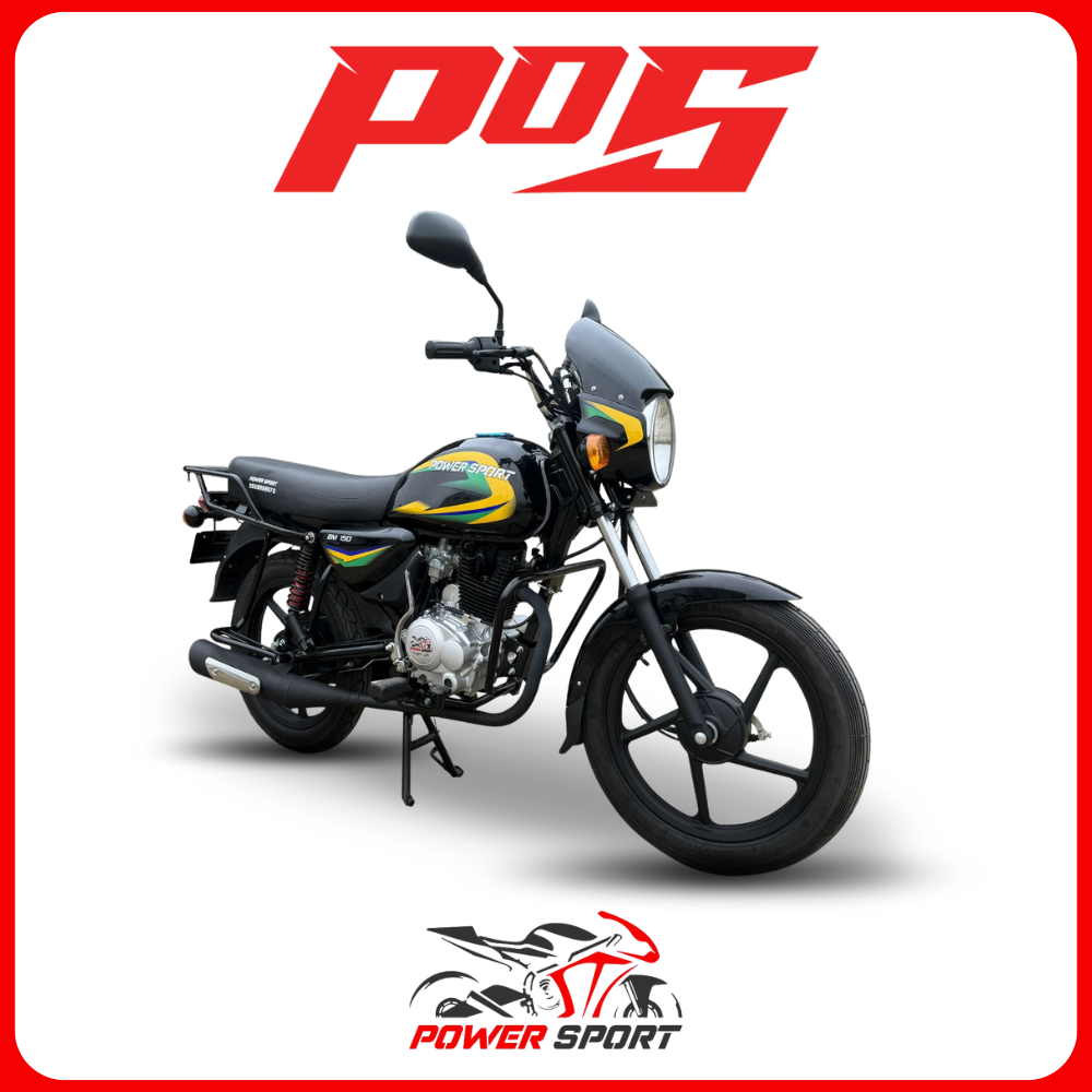 دراجة نارية بوكسر باورسبورت BM150cc 2025 لون أسود مع أصفر BOXER