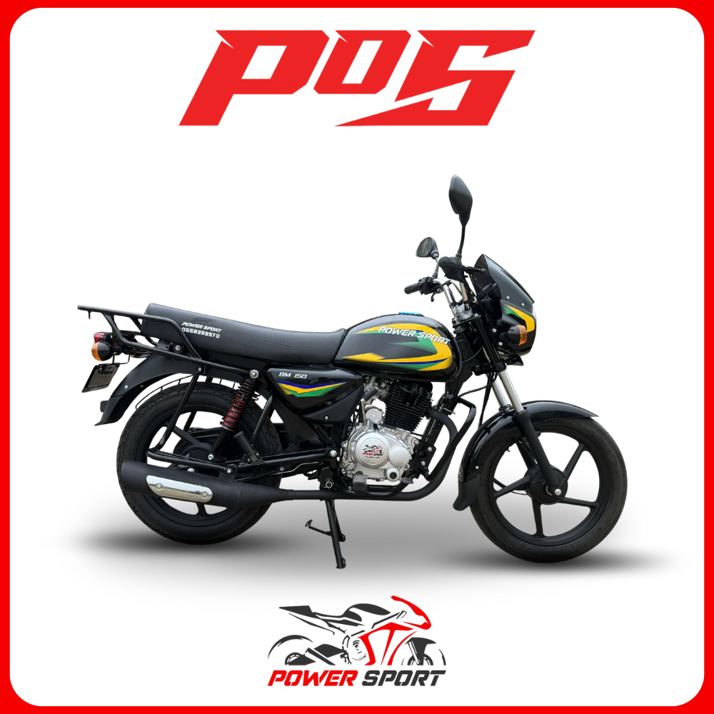 دراجة نارية بوكسر باورسبورت BM150cc 2025 لون أسود مع أصفر BOXER