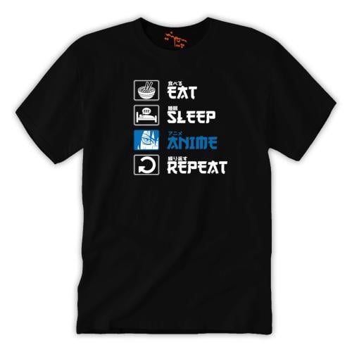 تي شيرت مقاس كبير T-Shirt Big Size Eat Sleep Anime