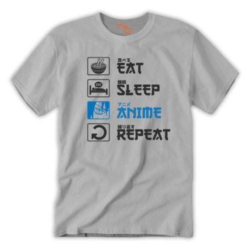تي شيرت رجالي T-Shirt Eat Sleep Anime