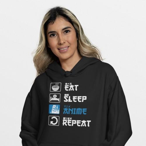 بلوفر Hoodie Eat Sleep Anime