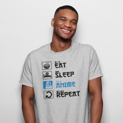 تي شيرت رجالي T-Shirt Eat Sleep Anime